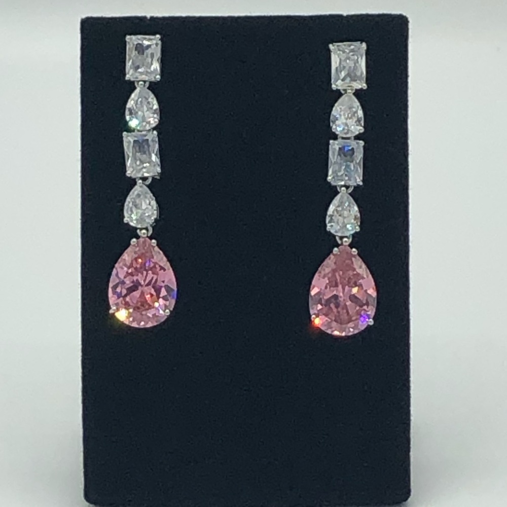 Pink Sapphire Multi-Stone Dangle Earrings - Picture 11 of 11